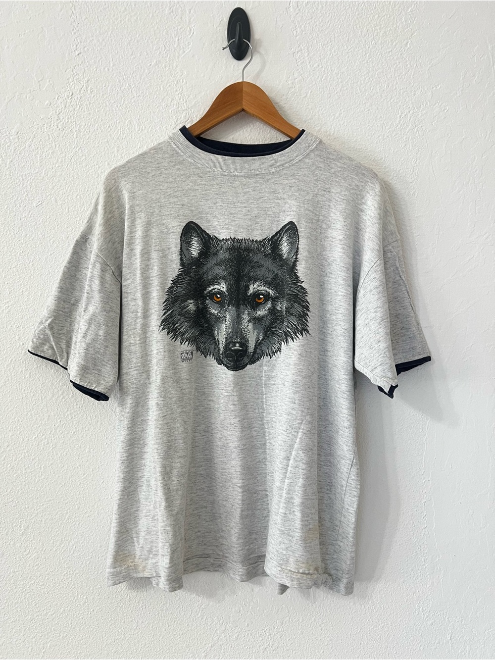 Vintage 90s Real American Wolf Single Stitch Tee XL Retro Gorpcore Made In USA
